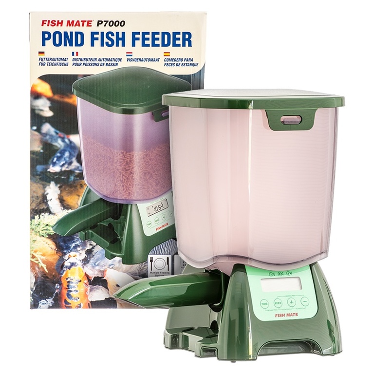 Fish Mate P7000 Automatic Pond Fish Feeder - Large 6 Lb Capacity, Rain-Resistant